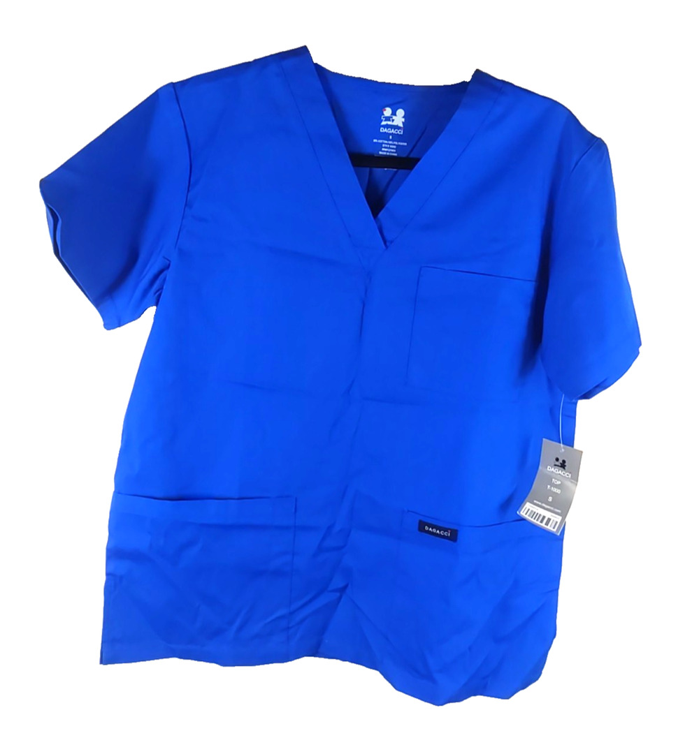 Dagacci Women's Scrub Top Size Small Blue Cotton Blend Medical New